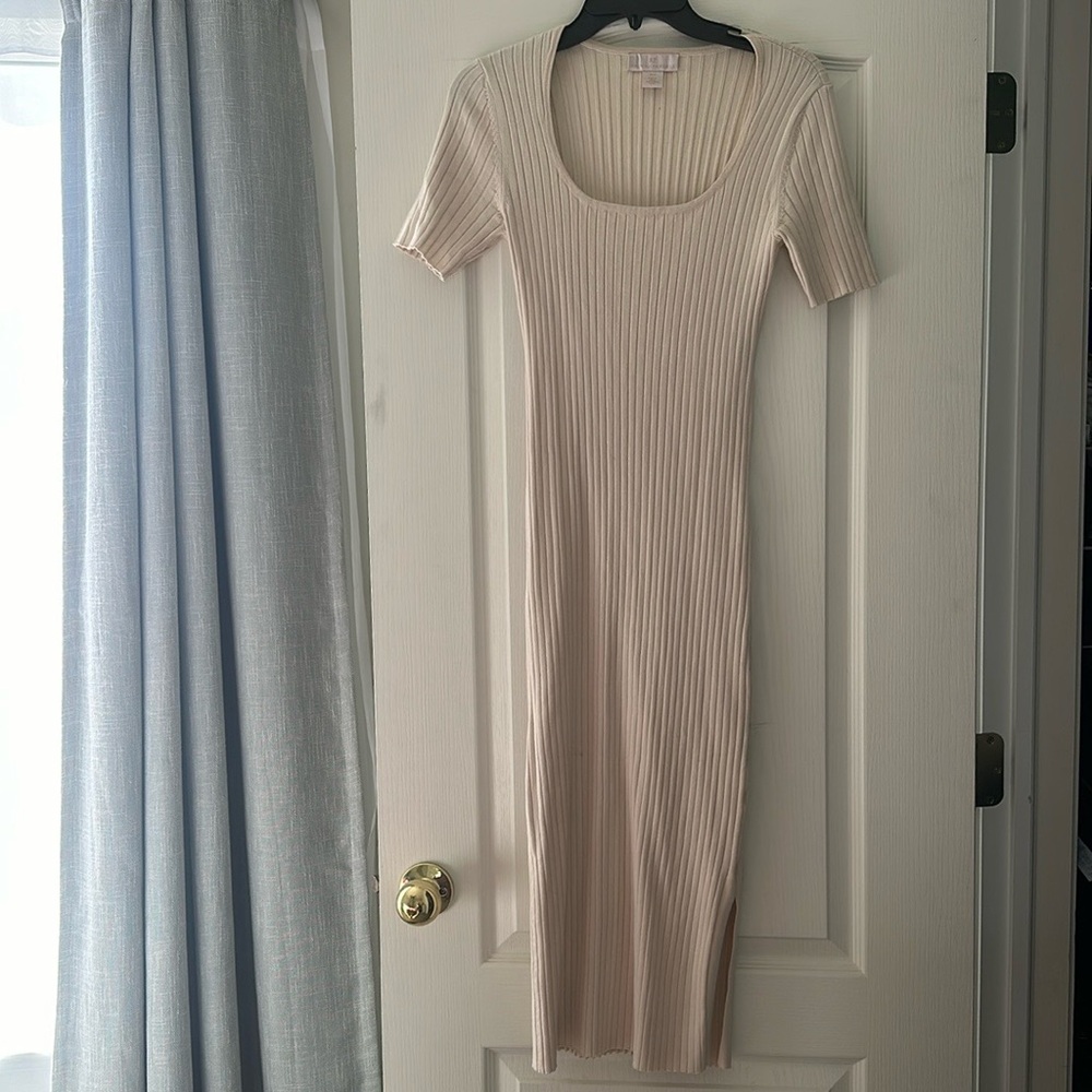 Ribbed Knit Dress in Natural